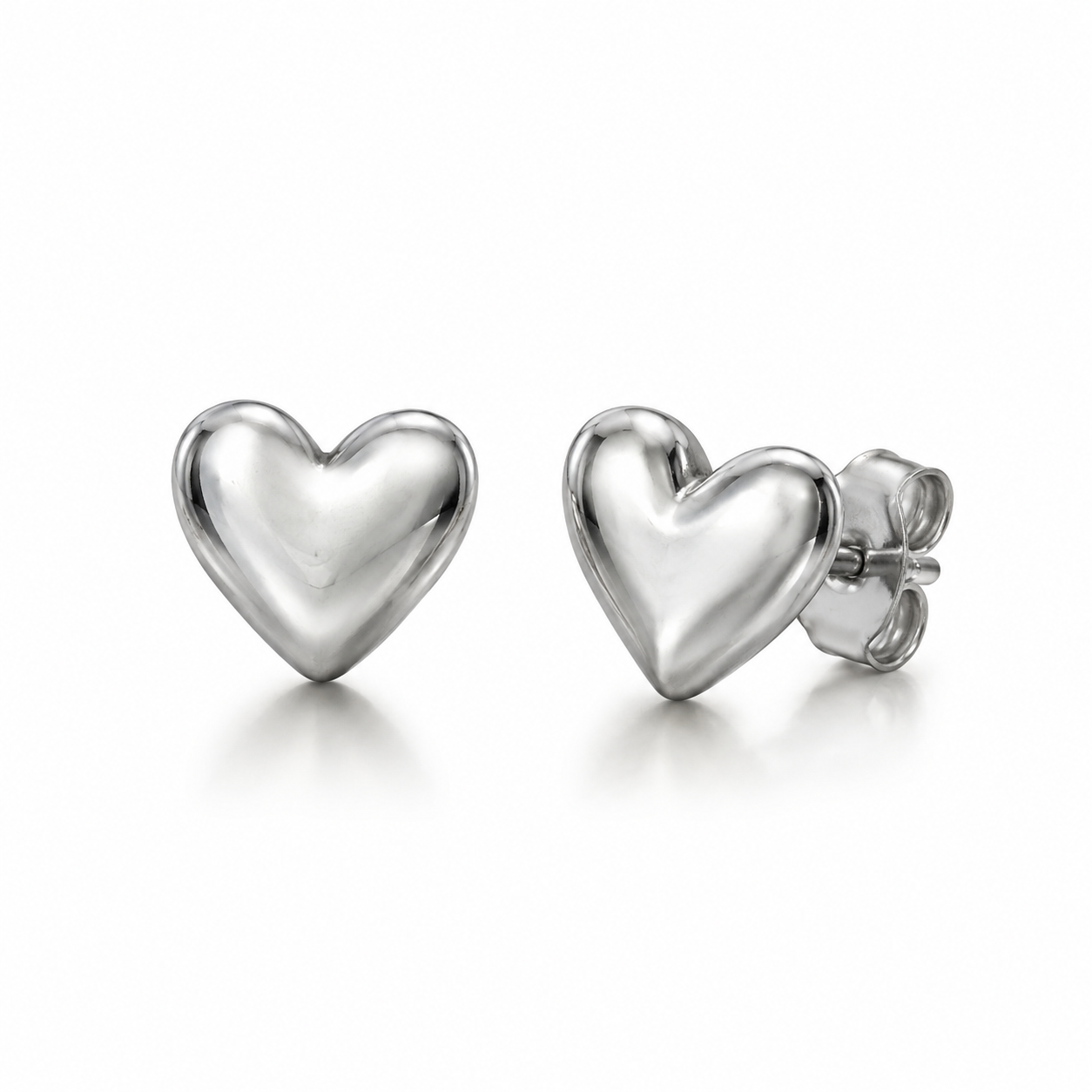Small Puff Heart Studs in Silver - NOSTRUM