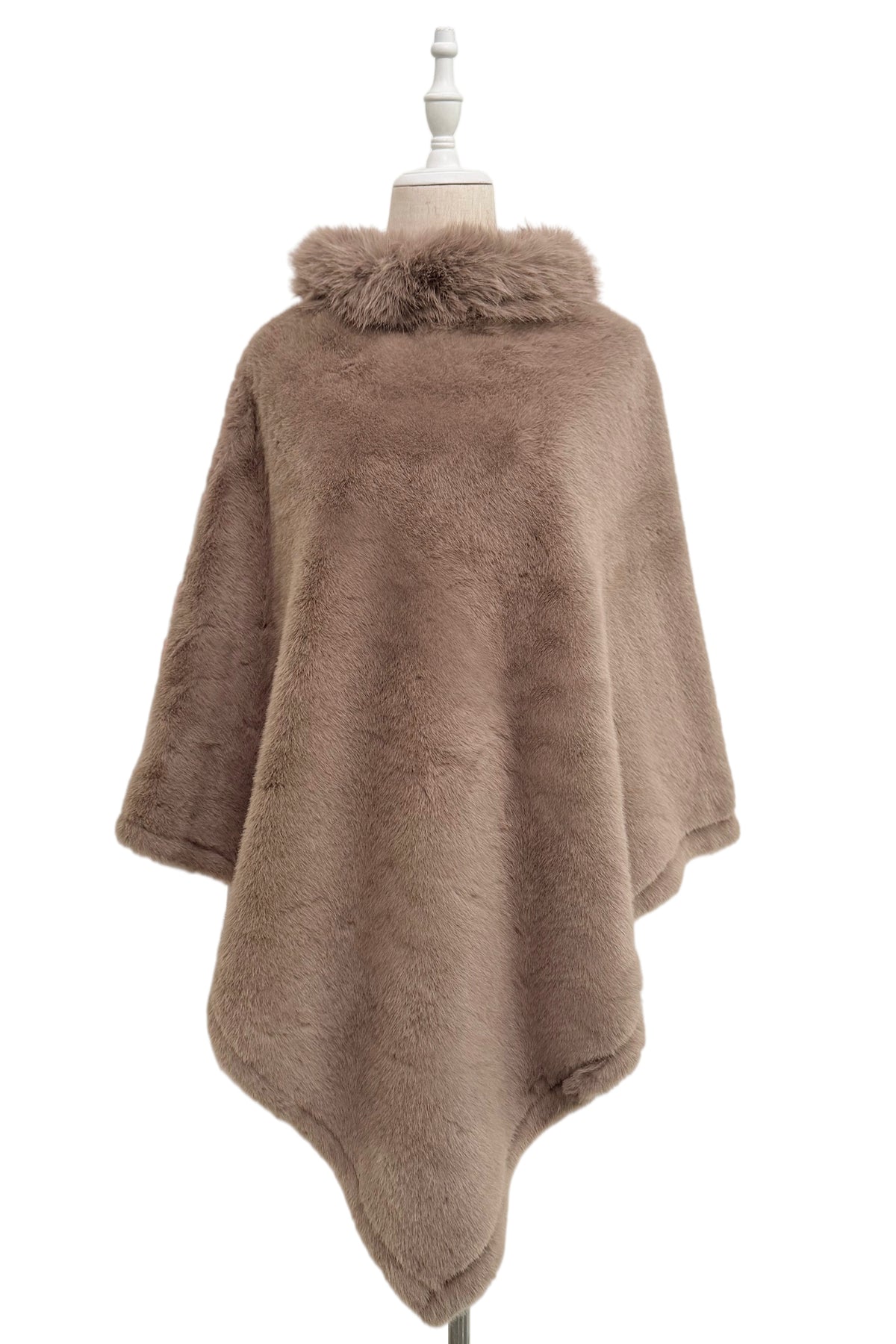 Faux Fur Poncho in Mocha