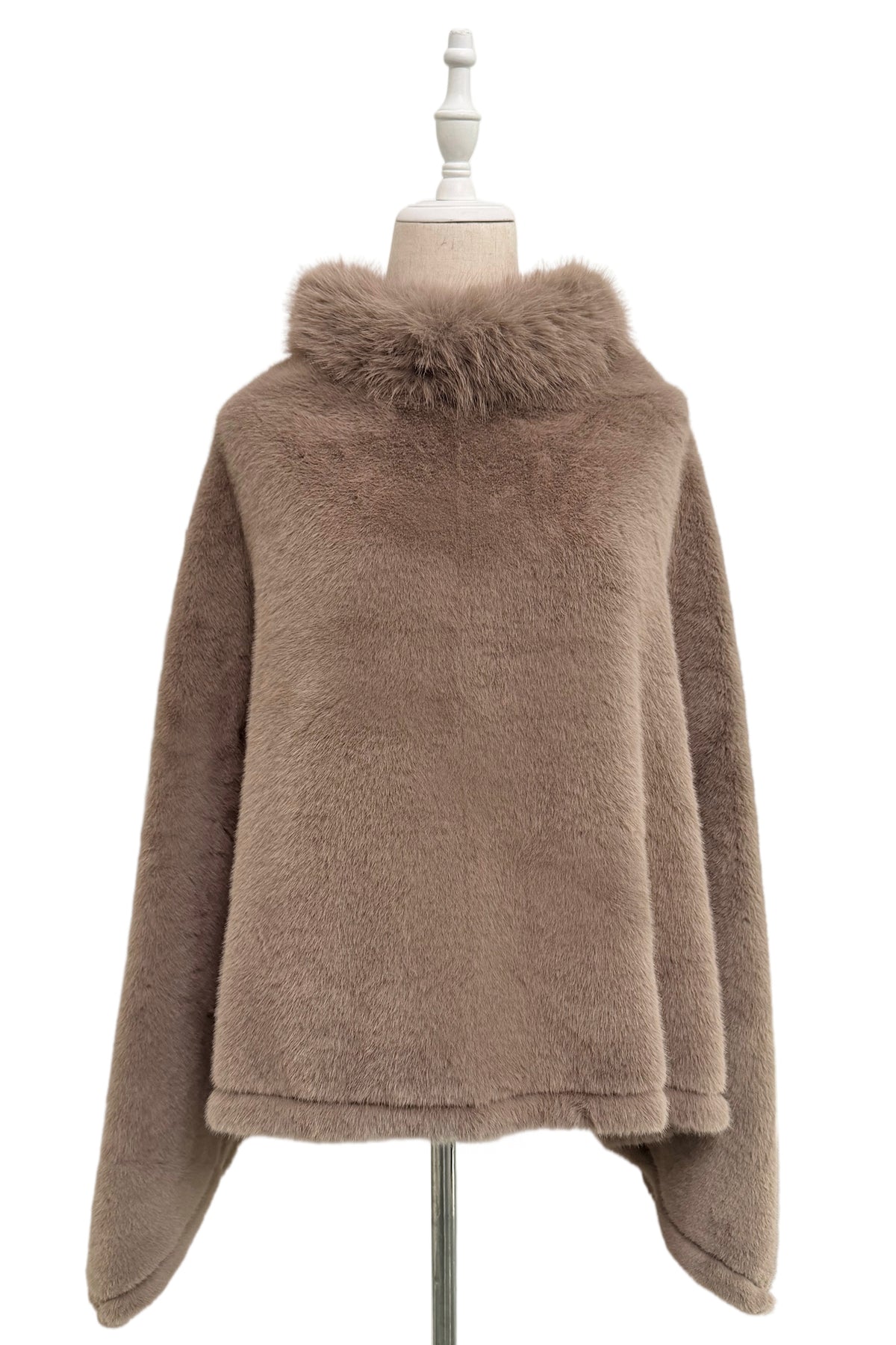 Faux Fur Poncho in Mocha