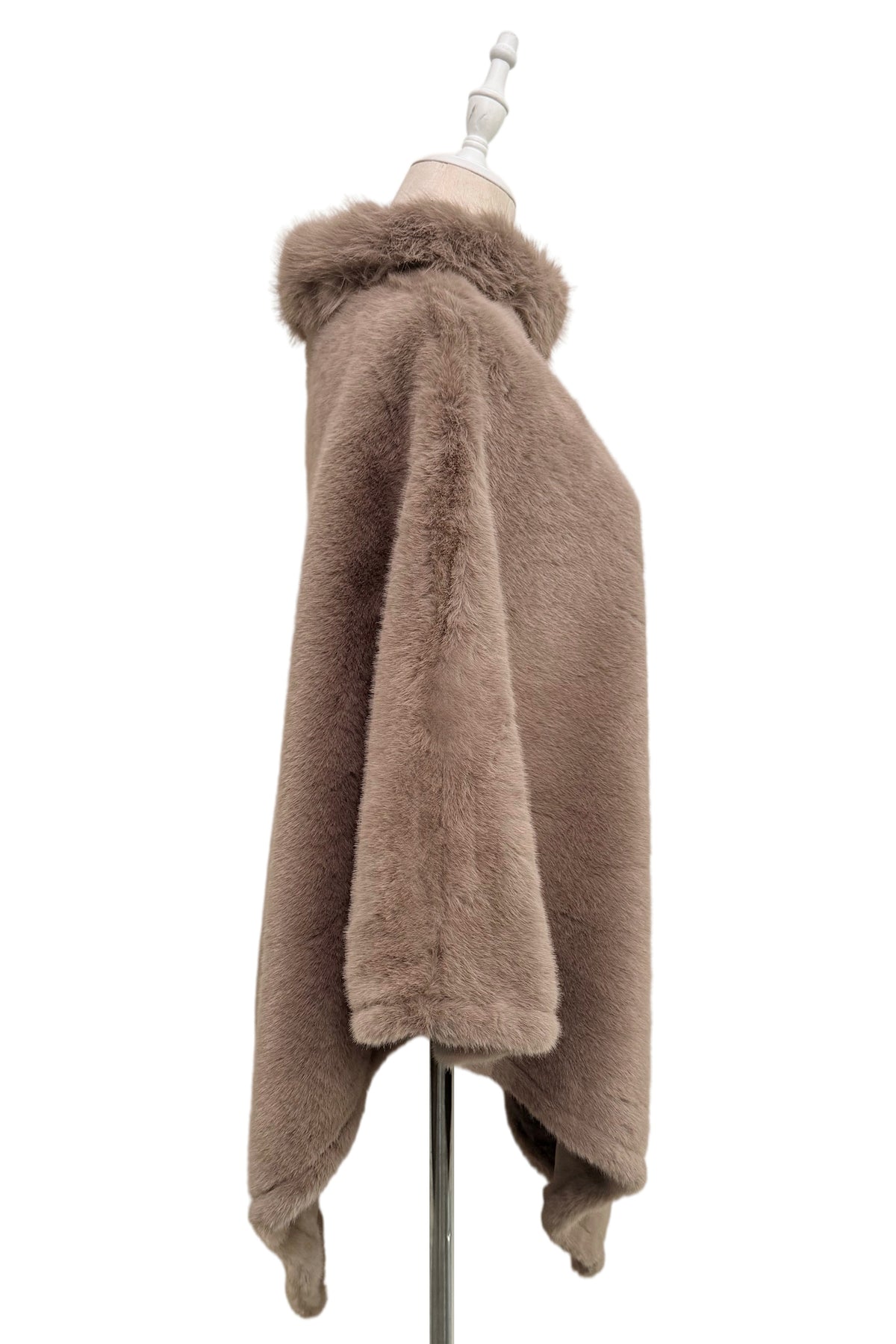 Faux Fur Poncho in Mocha