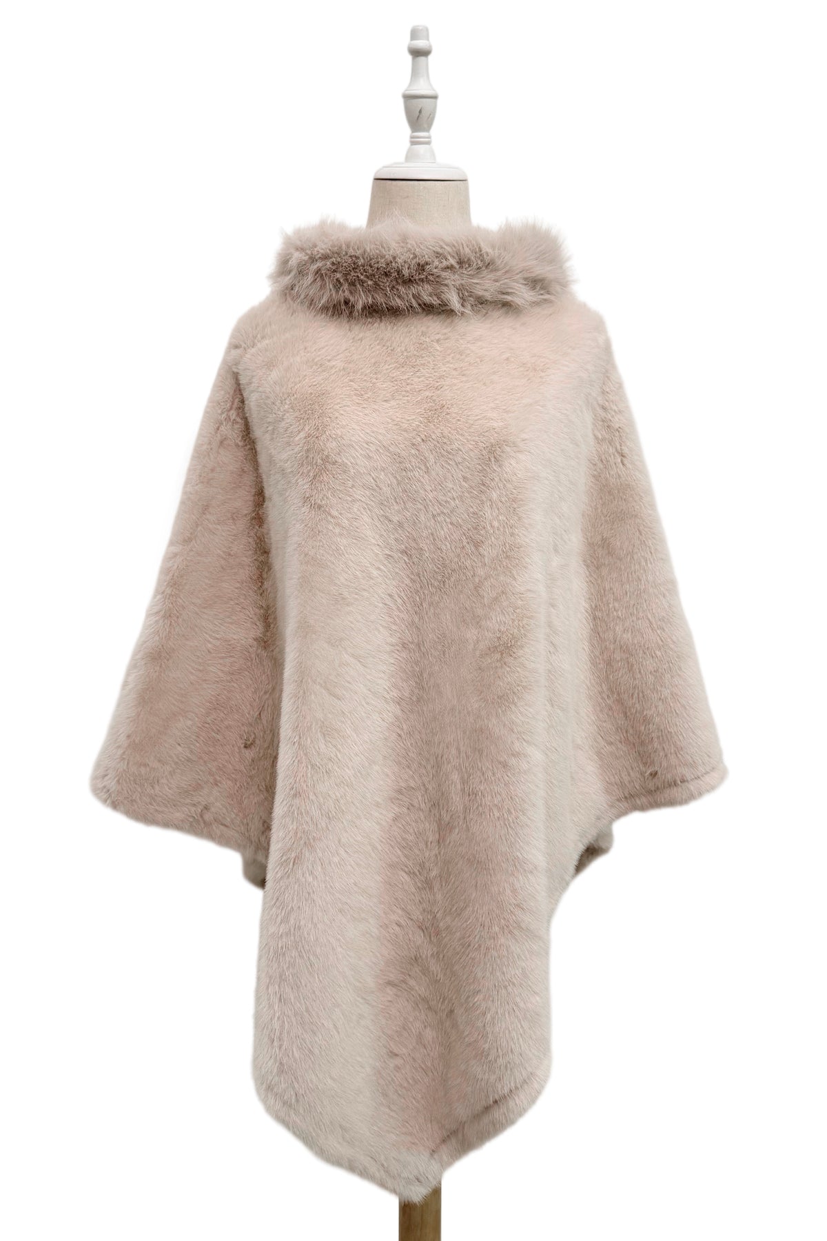 Faux Fur Poncho in Cream