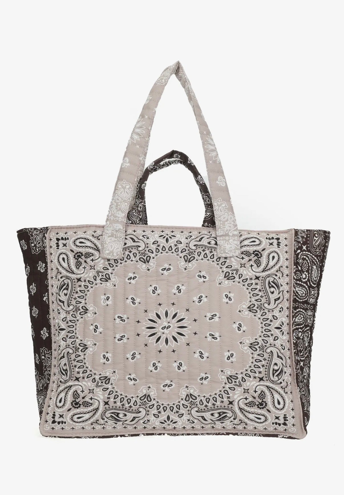 Bandana Print Cotton Tote Bag in Neutral Tones