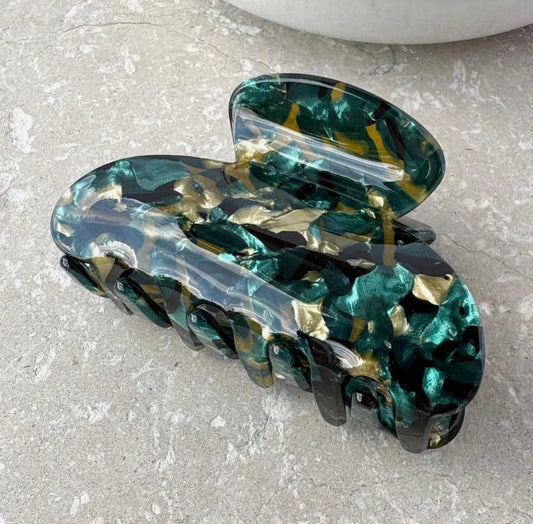 Green & Gold Pearlescent Small Claw Clip