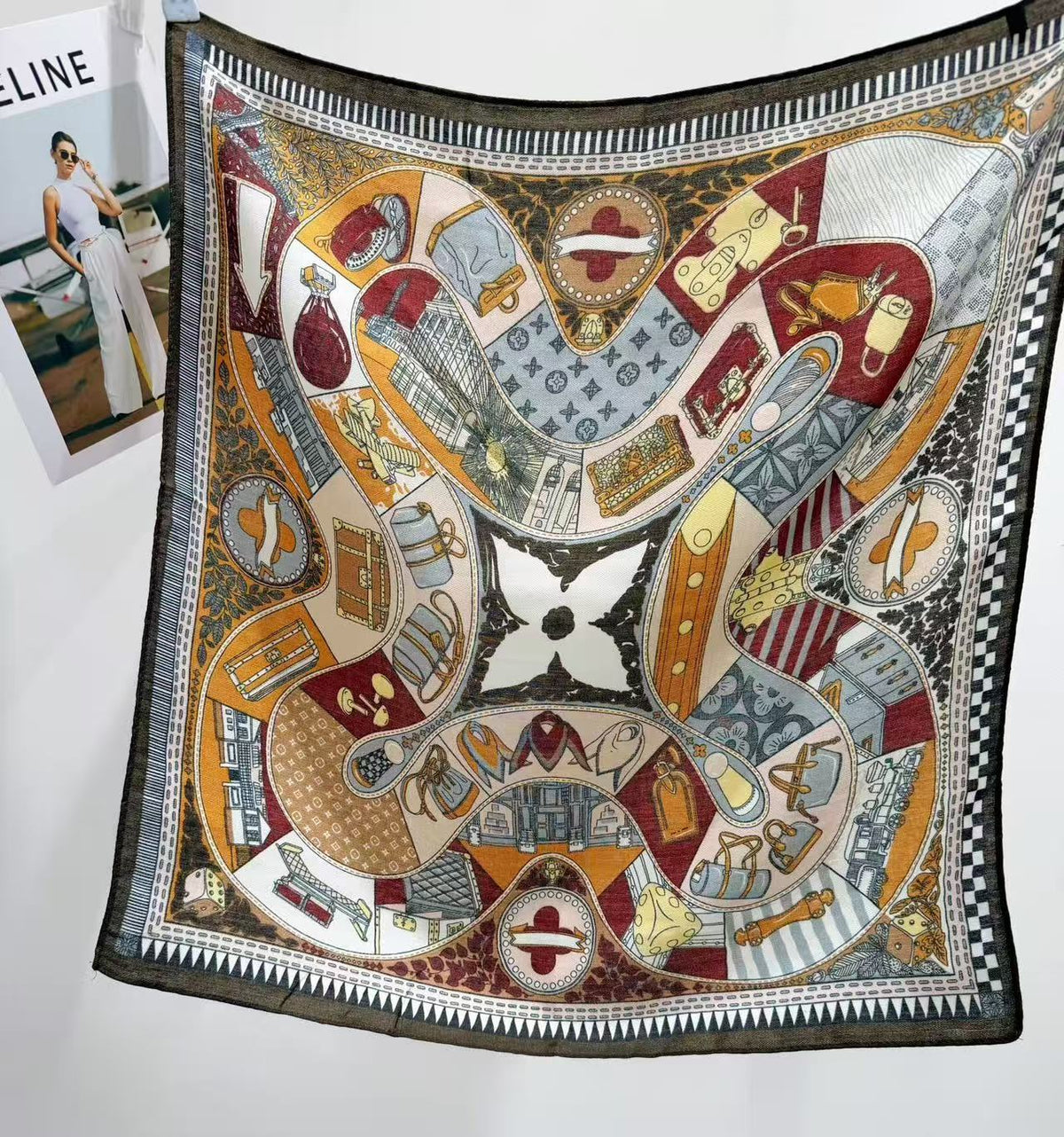Designer Inspired Square Scarf in Rich Neutral Tones