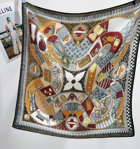 Designer Inspired Square Scarf in Rich Neutral Tones