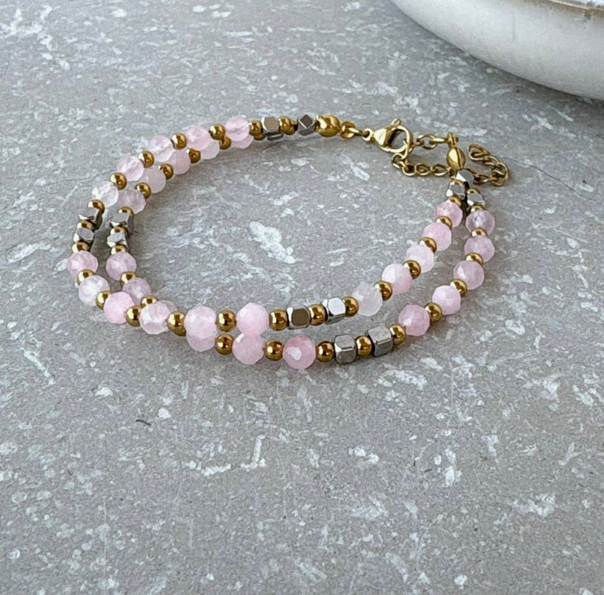Double Layer Beaded Bracelet in Pink - NOSTRUM