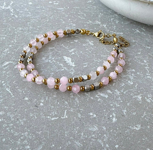 Double Layer Beaded Bracelet in Pink - NOSTRUM