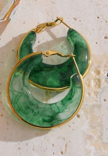 Acrylic Hoop Earrings in Green - NOSTRUM