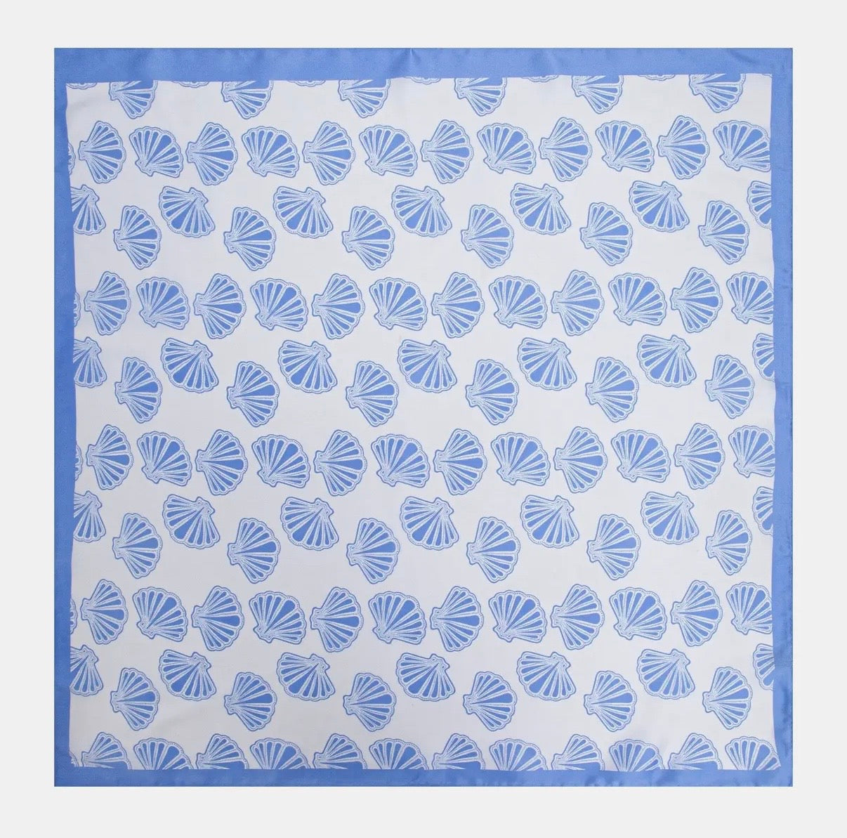 Faux Silk Square Scarf in Blue Shell Print