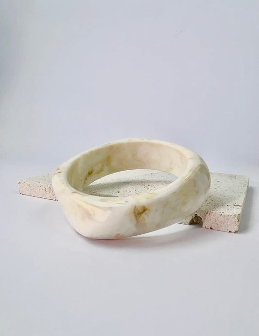 Marble Effect Resin Bangle in Cream