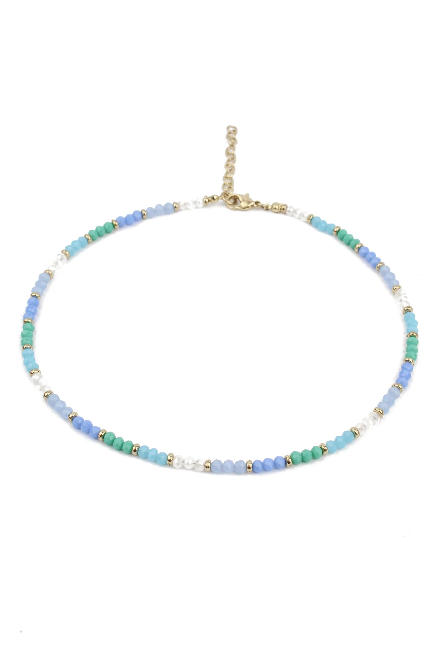Beaded Necklace in Blue, Green & White - My Doris