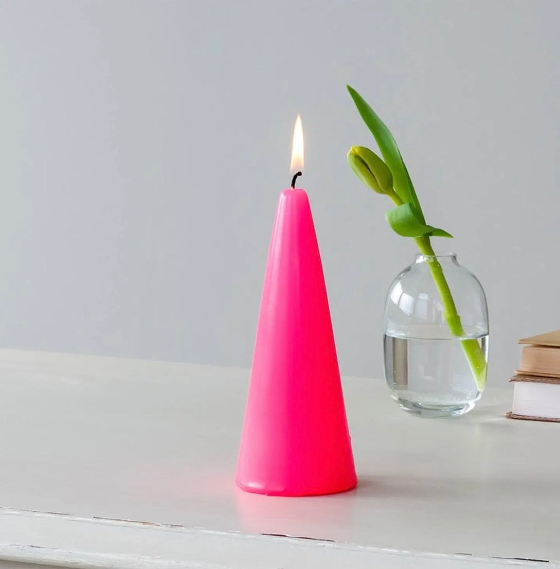 Cone Candle (15cm) in Bright Pink - Rex London