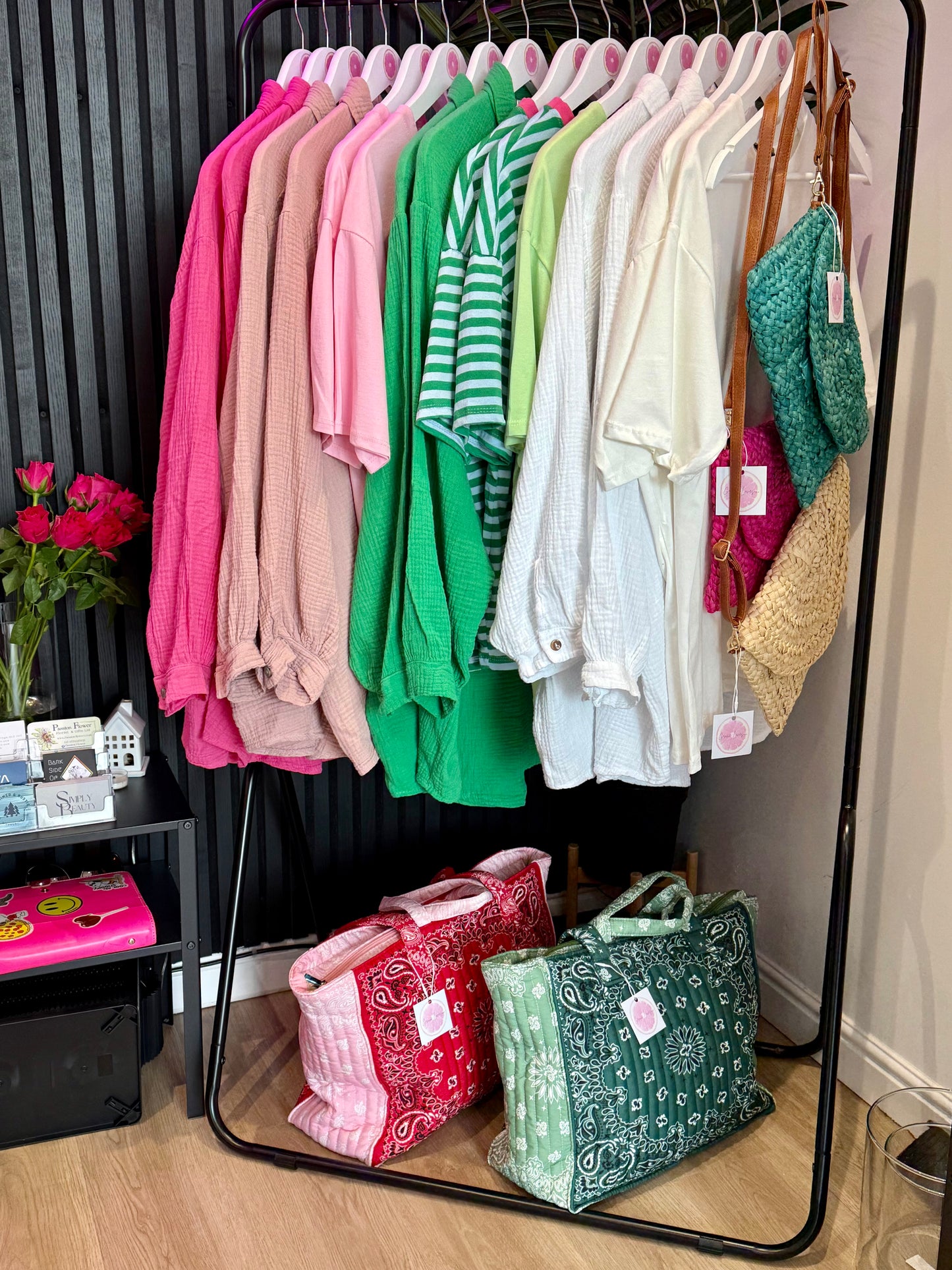 Striped Short Sleeve T-Shirt in Green & Blue