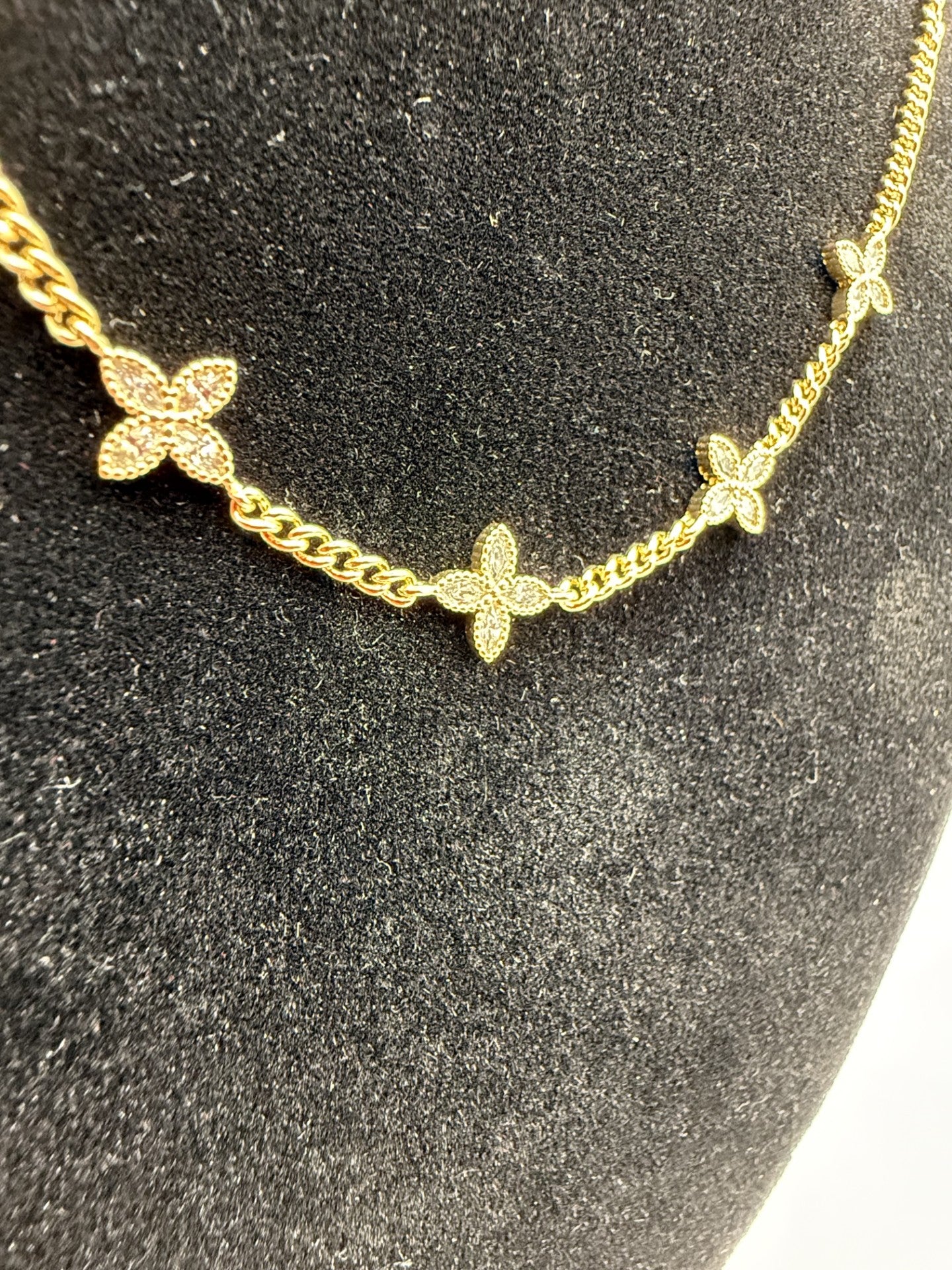 Aurelia Mini Clover Necklace - 14ct Gold Plated with CZ Detail