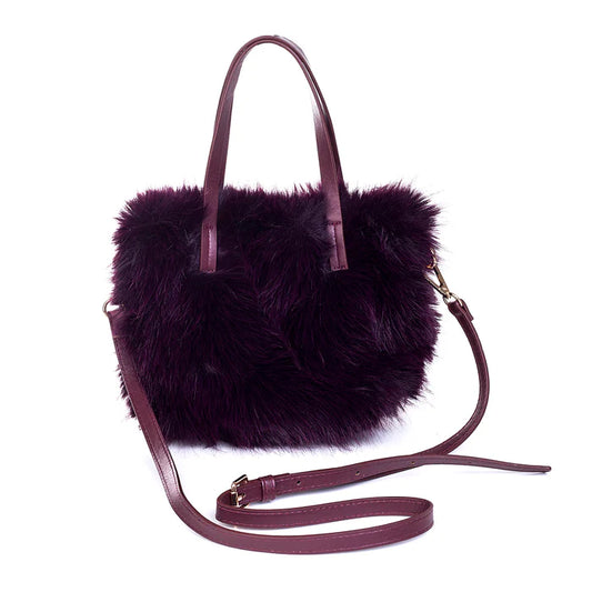 Faux Fur Handheld/Cross-body Bag in Deep Purple