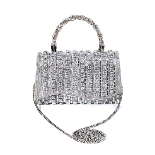 Structured Silver Sparkly Top Handle Bag