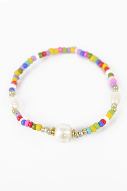 Rainbow Bead and Pearl Bracelet - My Doris