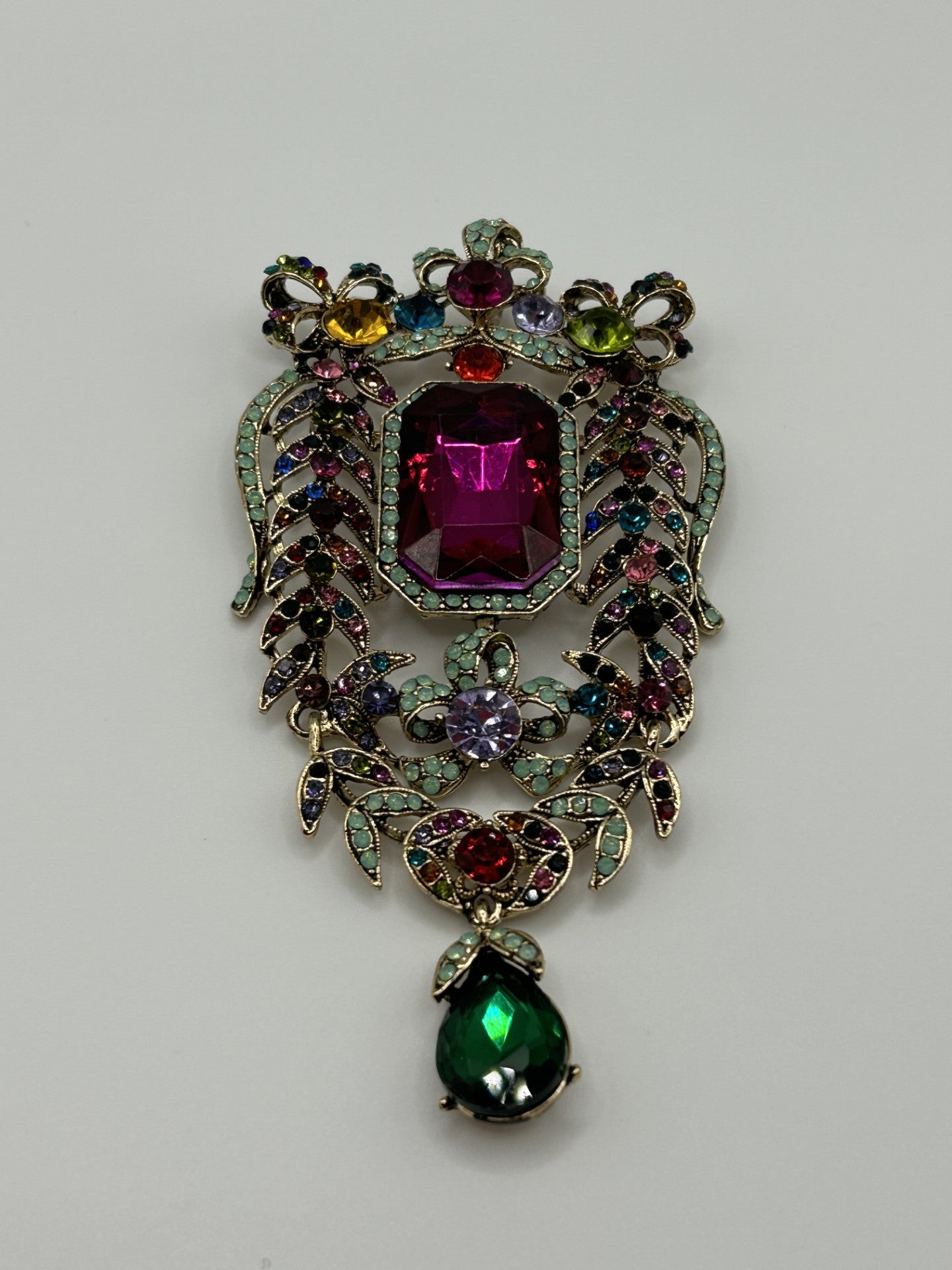 Vintage Style Crystal CZ Brooch