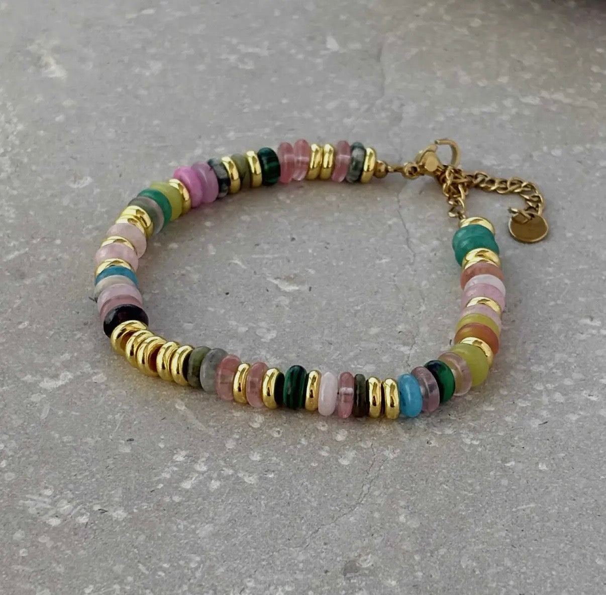 Multi Coloured Beaded Bracelet in Gold - NOSTRUM