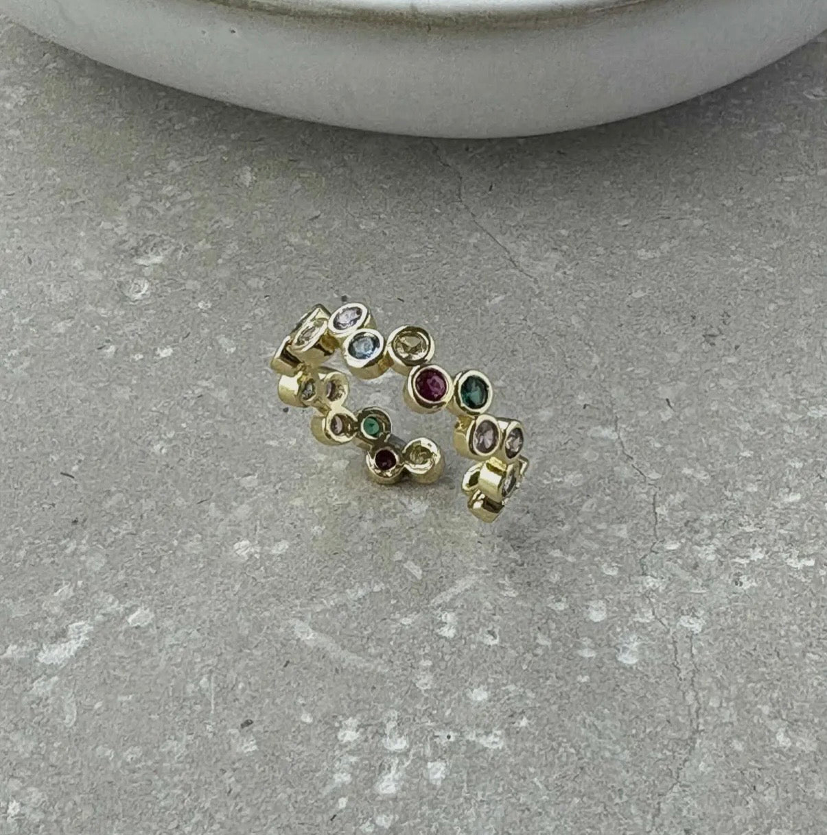 Multi Coloured CZ Band Ring in Gold - NOSTRUM