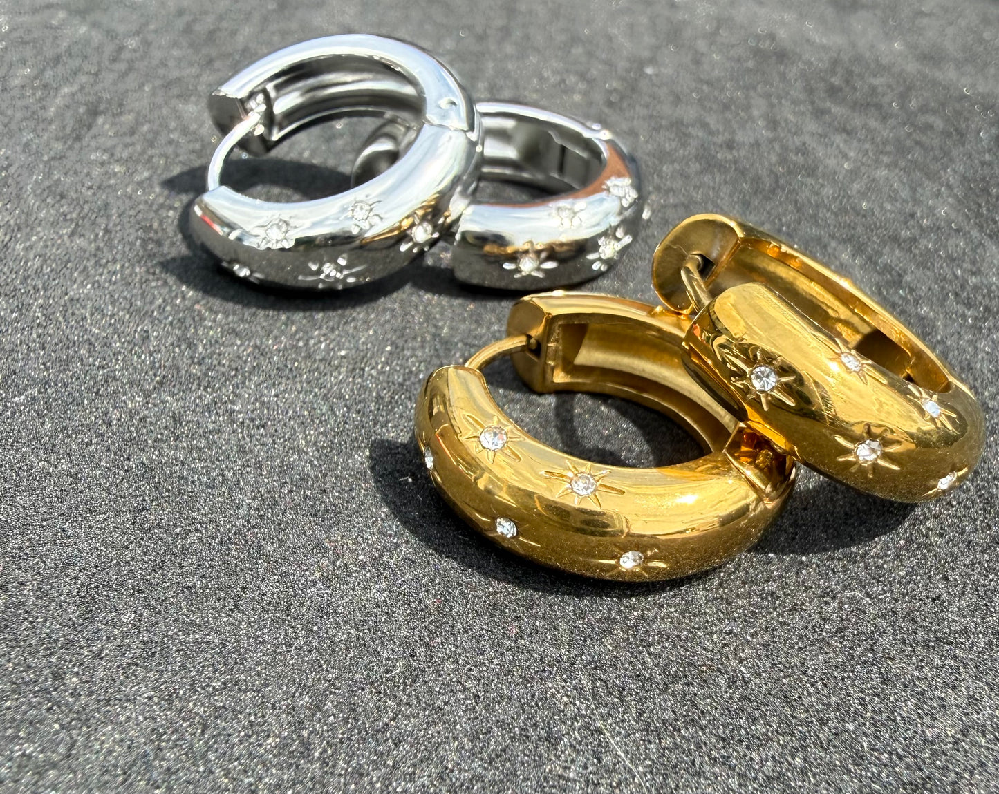 Glimmer Large Huggie Style Earrings in Gold - NOSTRUM