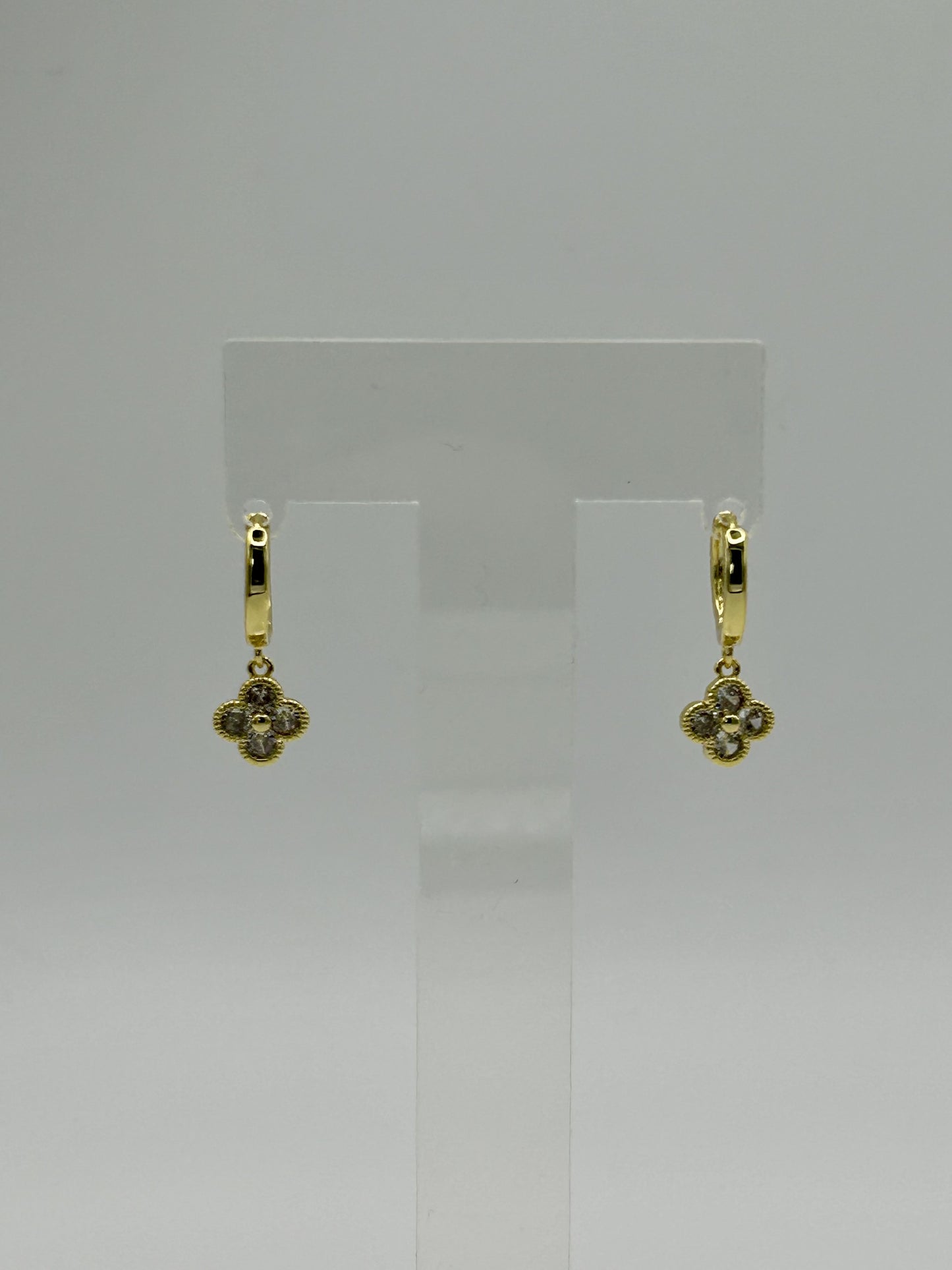 Clover Huggie Earrings - 14ct Gold Plated