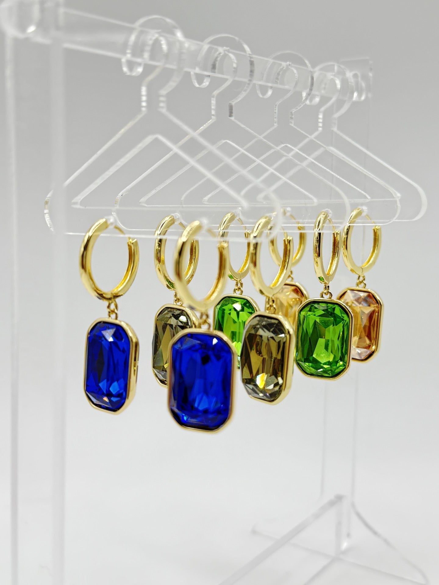 Crystal Drop Earrings 14ct Gold Plated - Apple Green