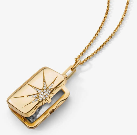Starburst Locket with CZ Detail in Gold - NOSTRUM