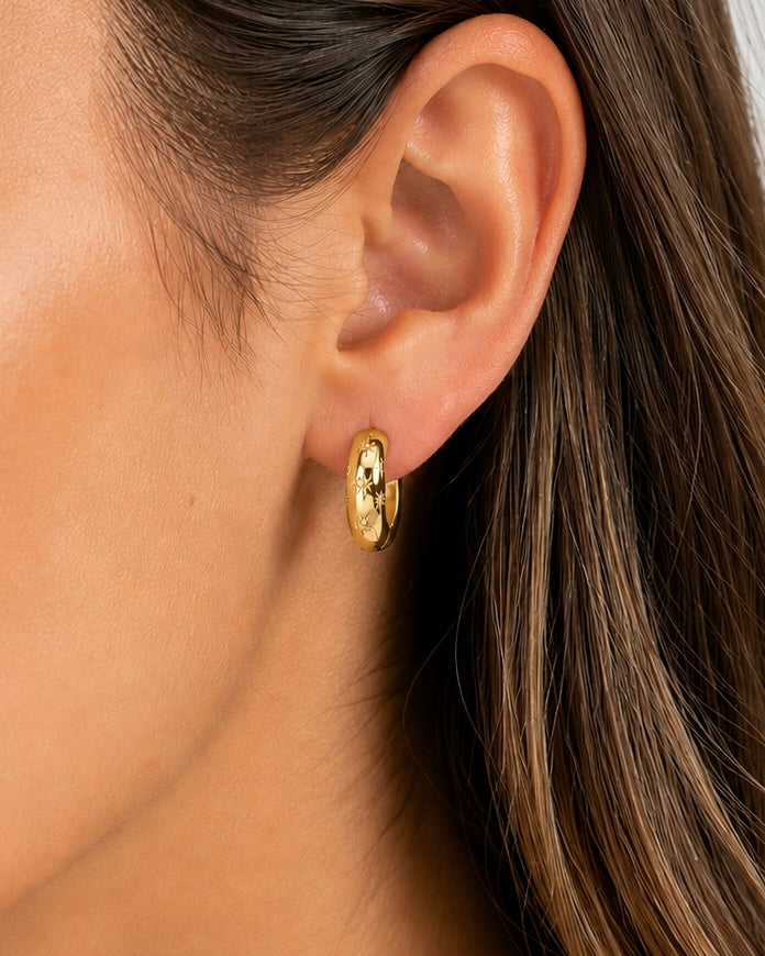 Glimmer Large Huggie Style Earrings in Gold - NOSTRUM