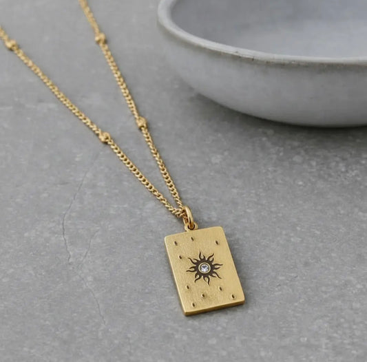 Celestial Sun Pendant Necklace in Gold - NOSTRUM