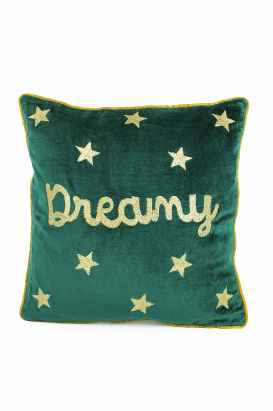 Dreamy Star Detail Cushion in Green Velvet - My Doris