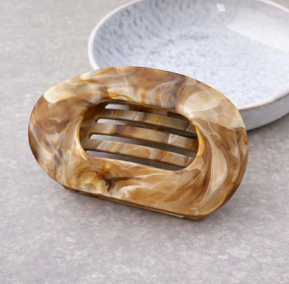 Brown Marble Flat Claw Clip