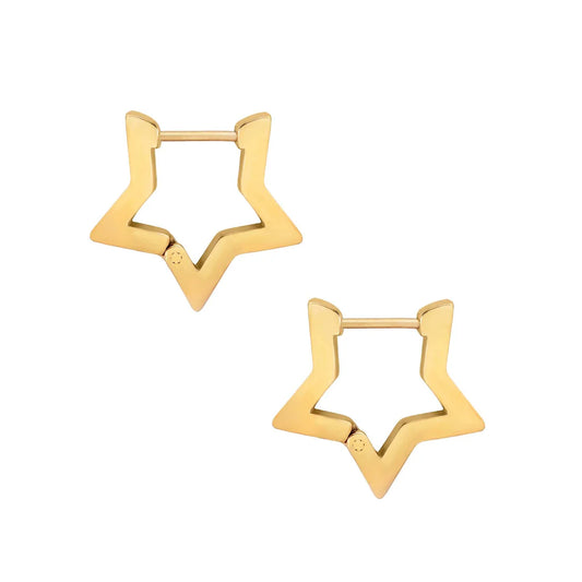 Star Shaped Hinged Huggies in Gold - NOSTRUM