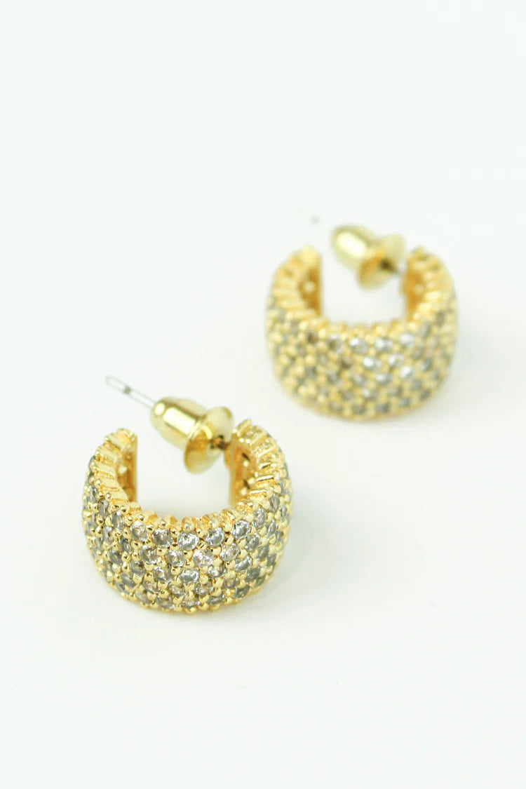 Thick Pave Hoops in 22ct Gold Plated - My Doris