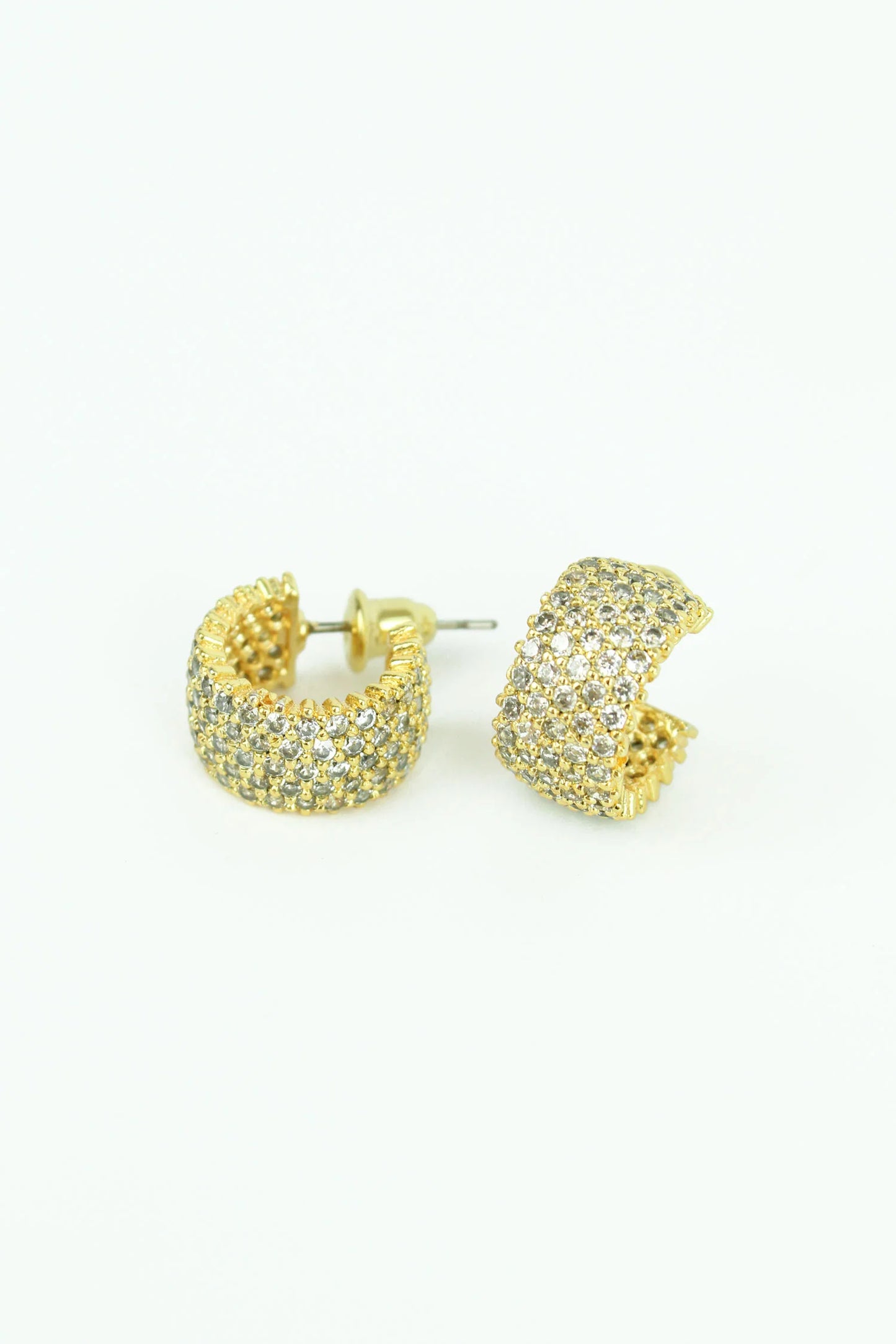 Thick Pave Hoops in 22ct Gold Plated - My Doris