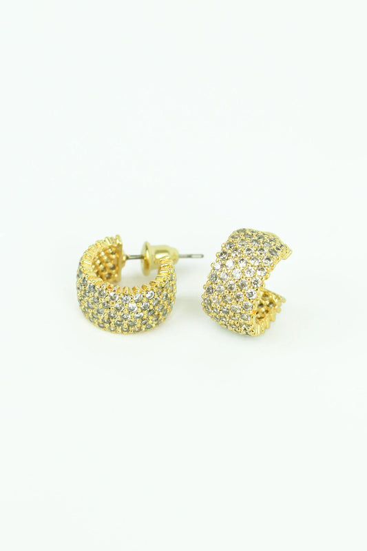 Thick Pave Hoops in 22ct Gold Plated - My Doris