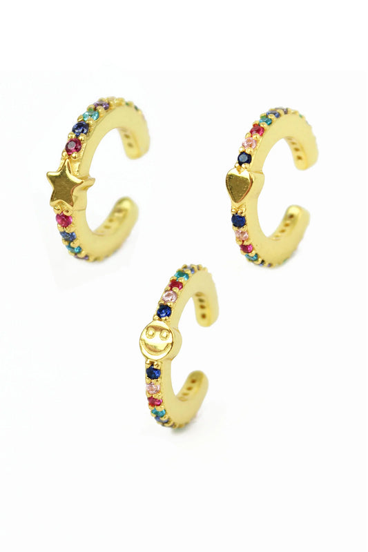 Assorted Rainbow Ear Cuffs in 18ct Gold Plate - My Doris