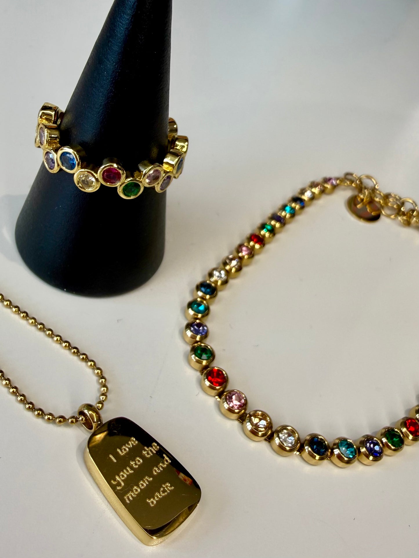 Multi Coloured CZ Tennis Bracelet in Gold - NOSTRUM