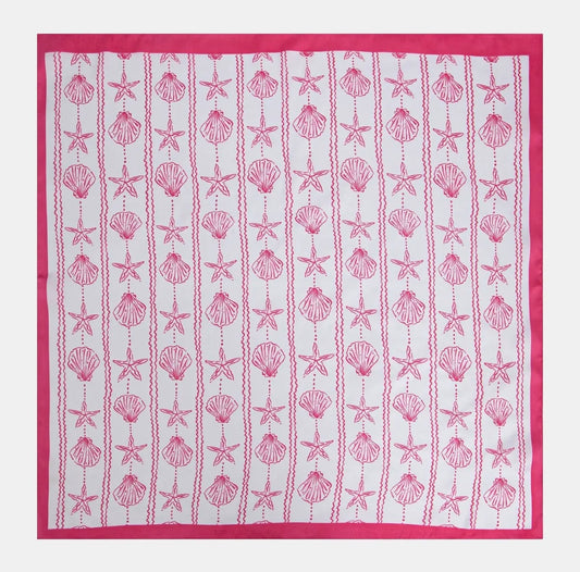 Faux Silk Square Scarf in Pink Shell Print
