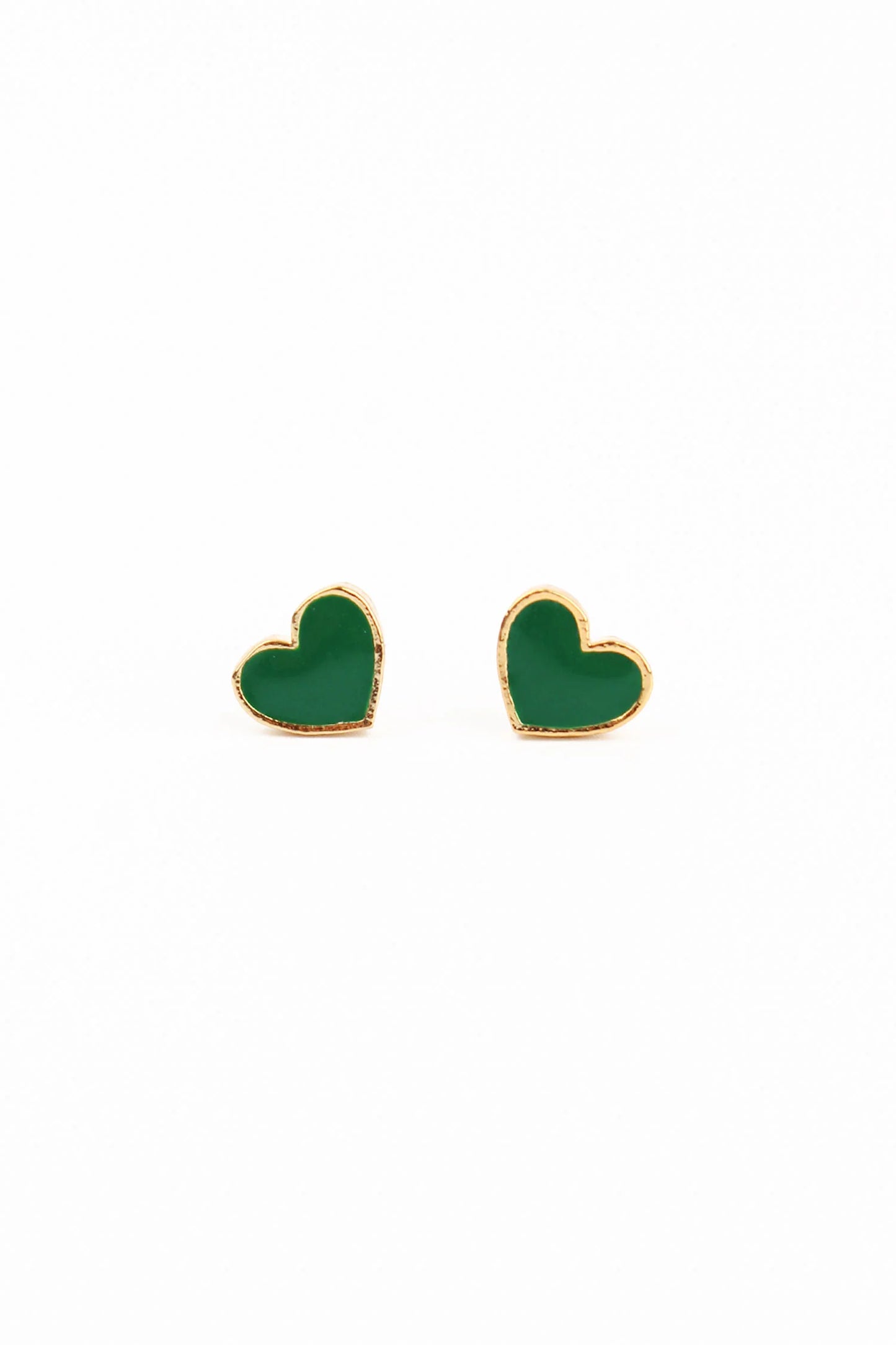 Green Heart Stud Earring in Gold - My Doris