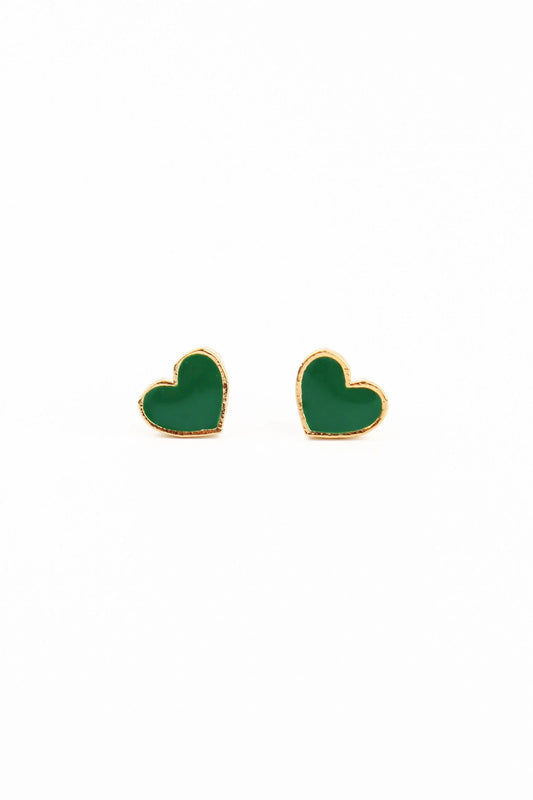Green Heart Stud Earring in Gold - My Doris