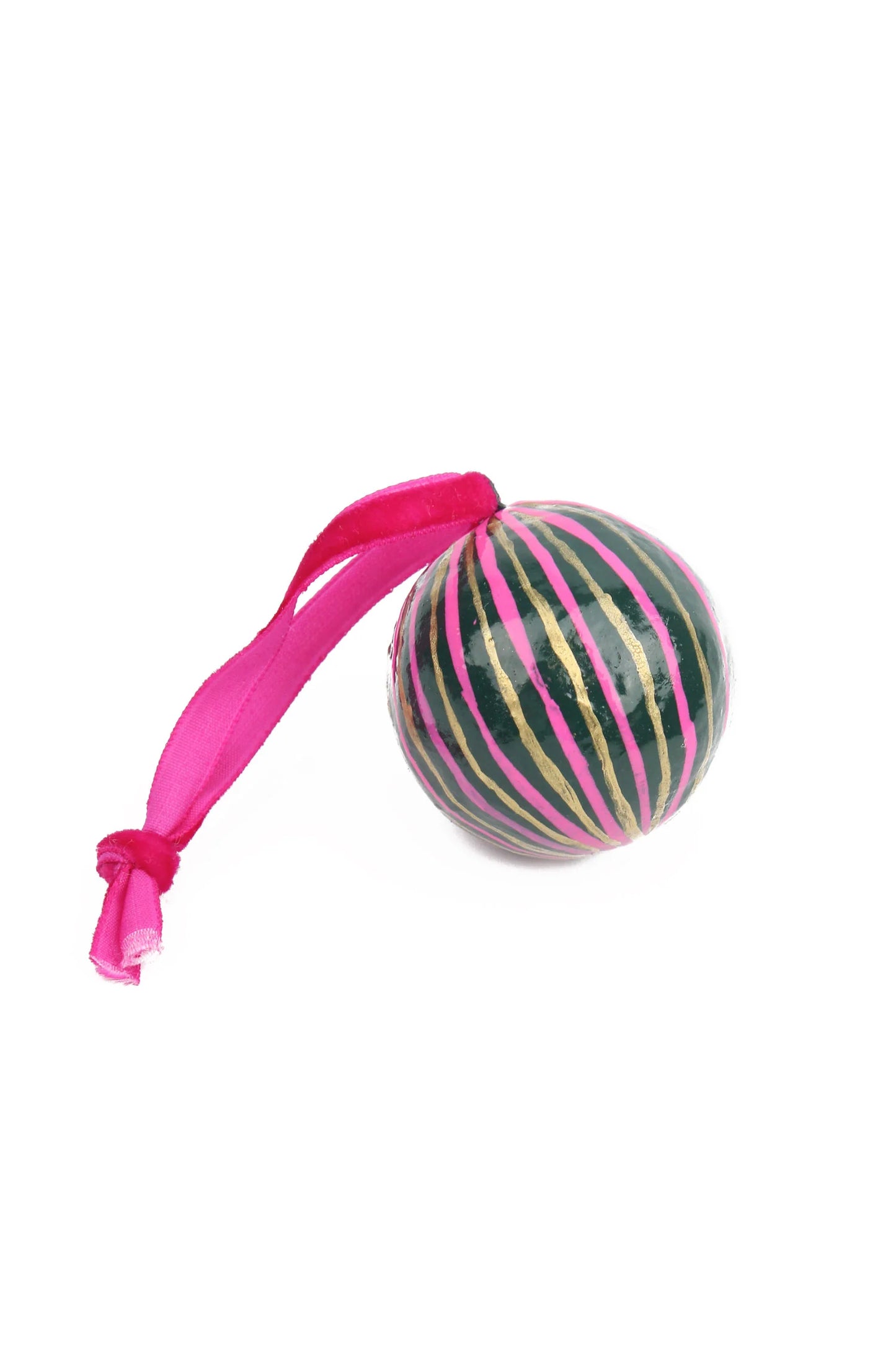 Green, Pink & Gold Mini Stripe Bauble - My Doris