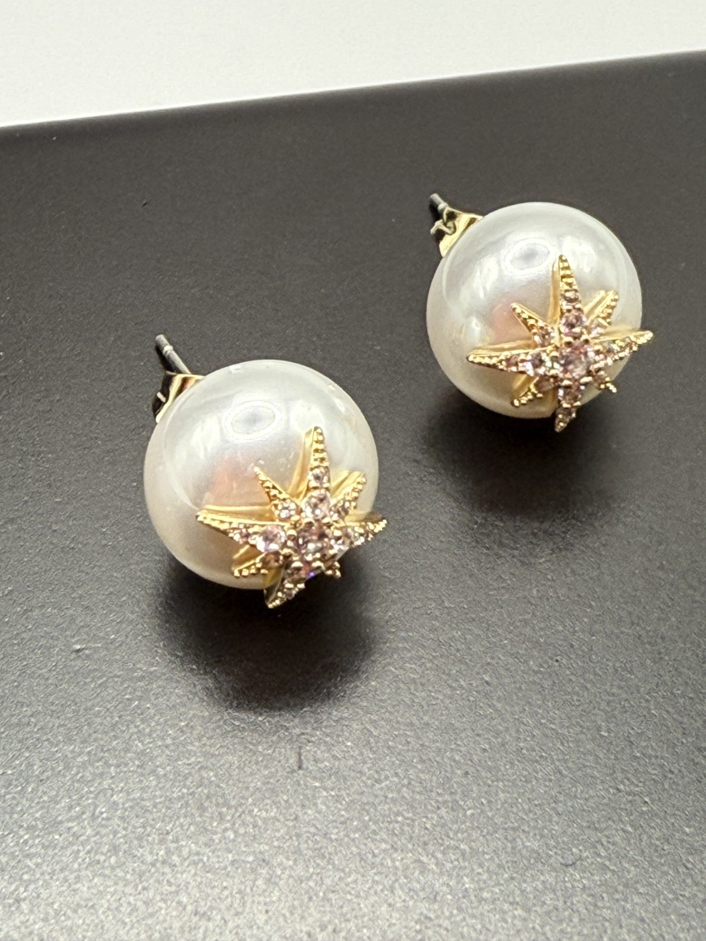 Honor Pearl Earrings - 14ct Gold Plated with CZ Detail