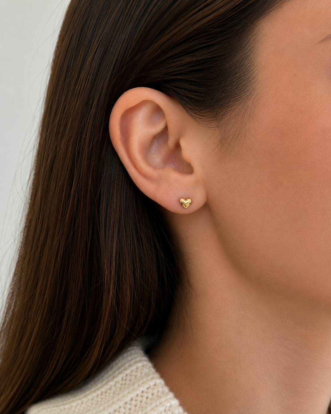 Small Puff Heart Studs in Gold - NOSTRUM