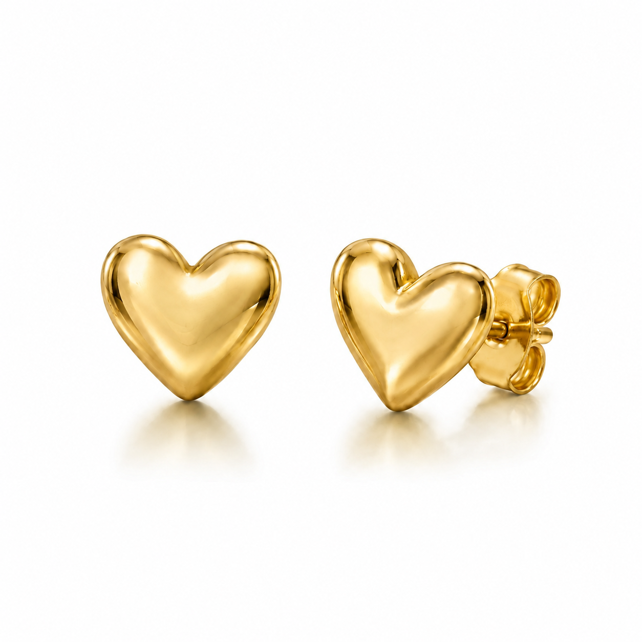 Small Puff Heart Studs in Gold - NOSTRUM