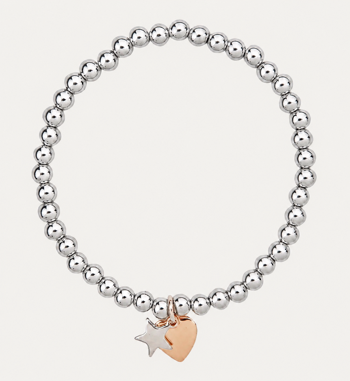 Elasticated Mix-Metal Bracelet with Heart & Star Charms - NOSTRUM