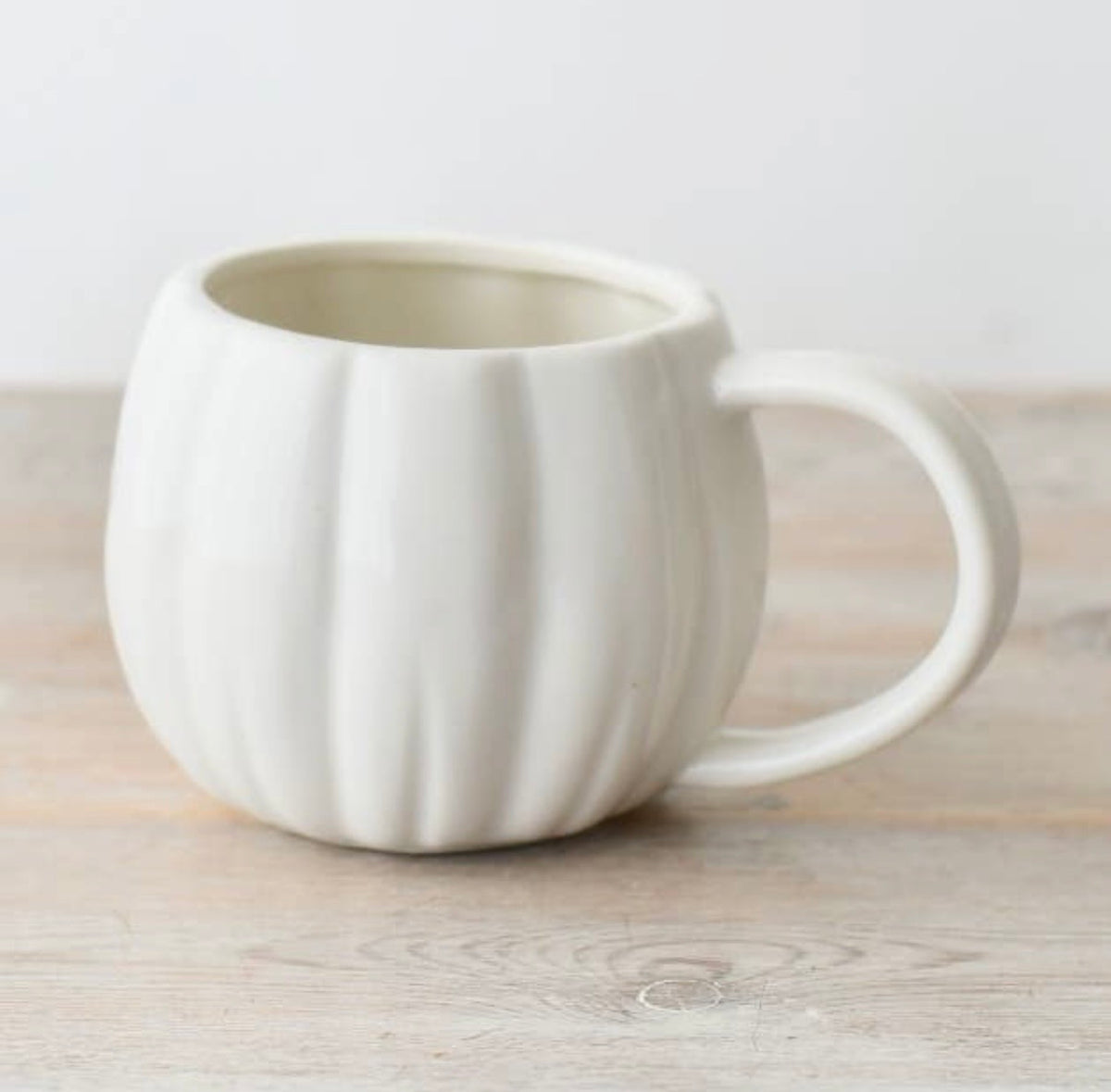 Off-White Ceramic Pumpkin Mug