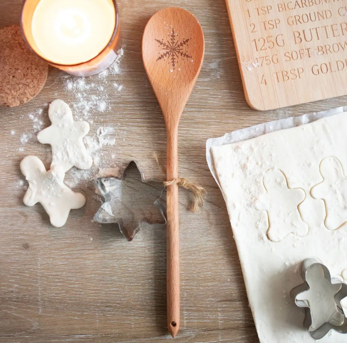 Snowflake Design Wooden Spoon Baking Set