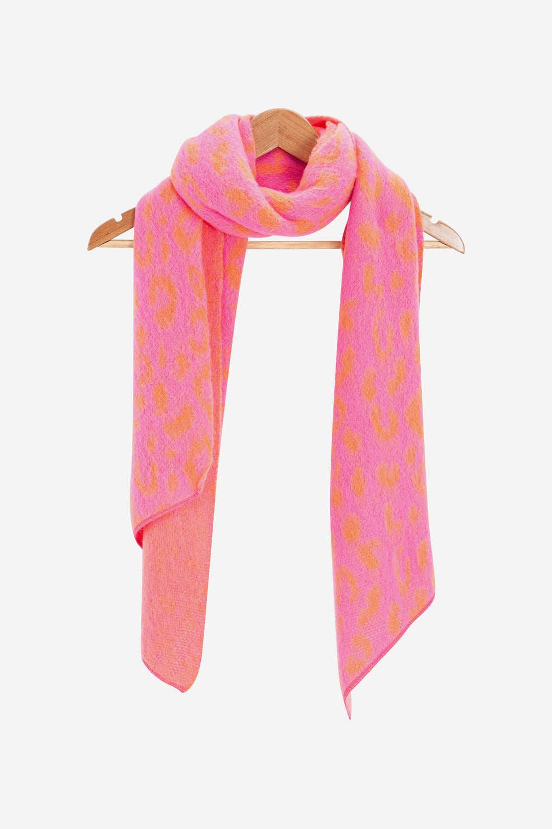 Pink & Orange Leopard Print Heavyweight Scarf