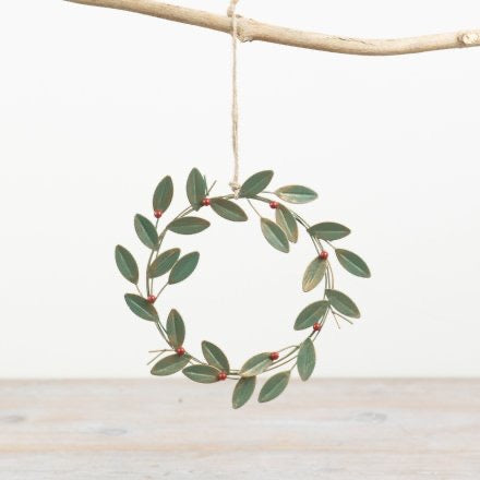 Metal Red Berry Hanging Wreath